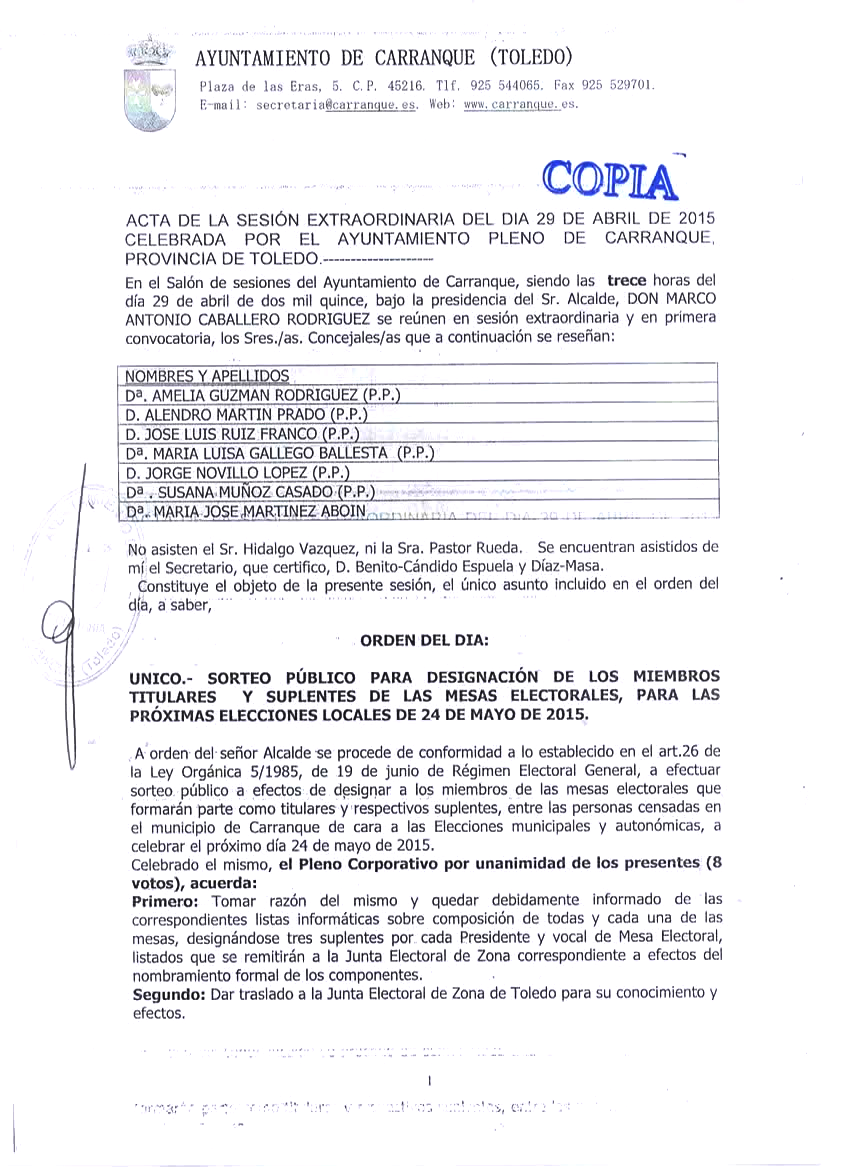 Cs_Carranque's tweet photo. #Pleno29A: Realizan el sorteo para la designación de los miembros titulares y suplentes de las mesas electorales #24M http://t.co/kq3JigzrsU