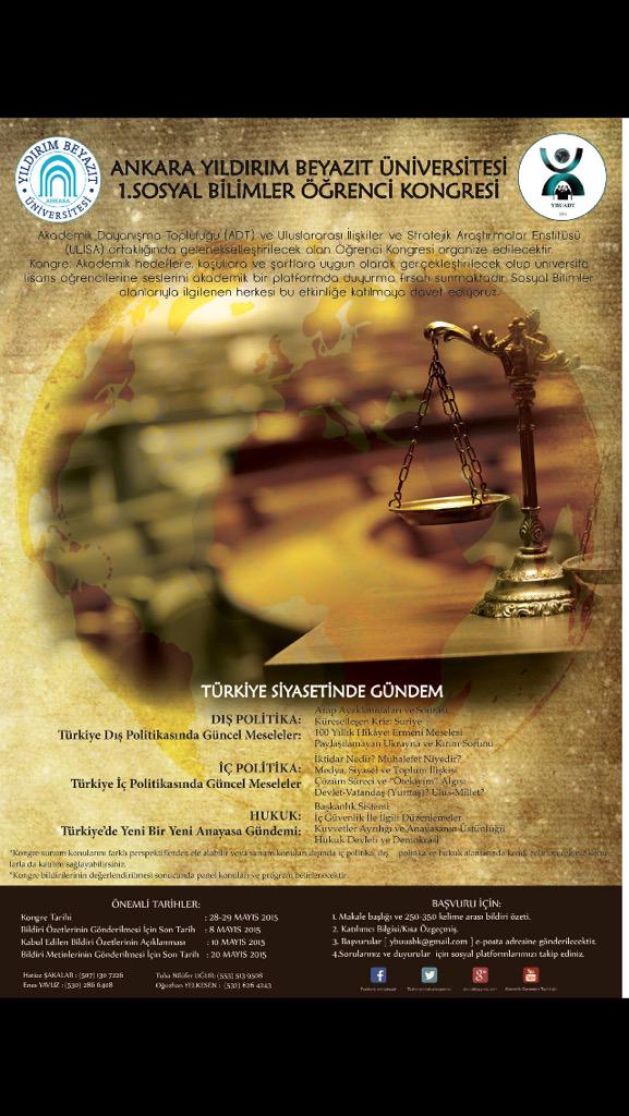 Kongremize tüm lisans öğrencileri davetlidir. Facebook sayfamızı takip ediniz. facebook.com/ybuadt