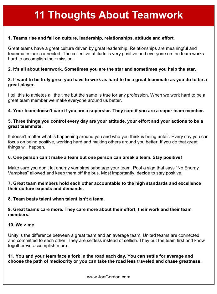 JonGordon11's tweet photo. 11 Thoughts about Teamwork http://t.co/kBDyNMMxKi