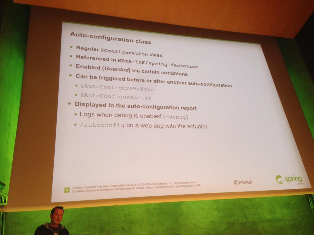 nicolas_frankel's tweet photo. Learning to do my own #autoconfiguration with #SpringBoot with @snicoll #springio15 http://t.co/rXRU7ERNGX