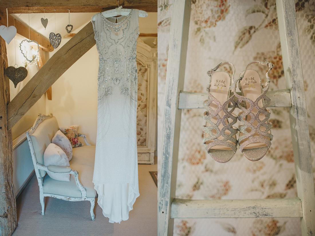 Jenny Packham dress and sparkly shoes.... what more could a bride want? nickifelthamphotography.com/upwaltham-barn…