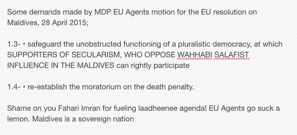 moosaanvar's tweet image. Shame on you @ShimranAb for fueling laadheenee agenda! @AnaraNaeem @Mohamedshaheem1 europarl.europa.eu/sides/getDoc.d…