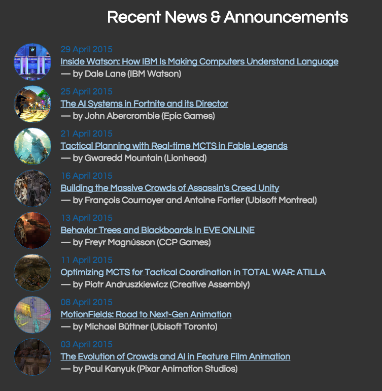 nuclai's tweet photo. Announced so far! @DisneyPixar @UbisoftToronto @CAGames @CCPGames @UbisoftMTL @LionheadStudios @EpicGames @IBMWatson http://t.co/qQtbnj5XF6