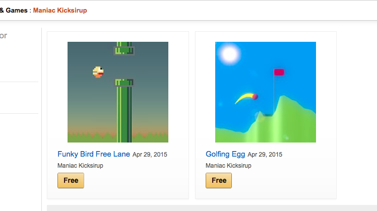 ManiacKickSirup's tweet photo. I'm on #AmazonAppstore ! #IndieDevHour #madewithunity #FunkyBird #CandyJam @GolfingEgg http://t.co/EO3vSCYzBB #alldev http://t.co/JoMBLsceIJ