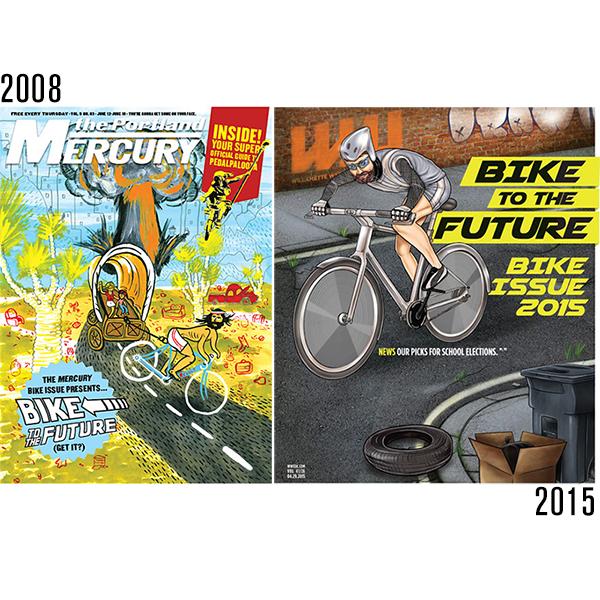 portlandmercury's tweet photo. Who wore it best? @portlandmercury way back in 2008 or @wweek in 2015? #BikeToTheFuture http://t.co/fNqTHCfRzj