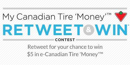 CanadianTire's tweet photo. Win $5 e-CT ‘Money’ #MyCTMoneyContest RT for your chance to WIN. Must be AoM 4/29-5/31 http://t.co/3RhezhWtpt http://t.co/HyJ8ZeduKu