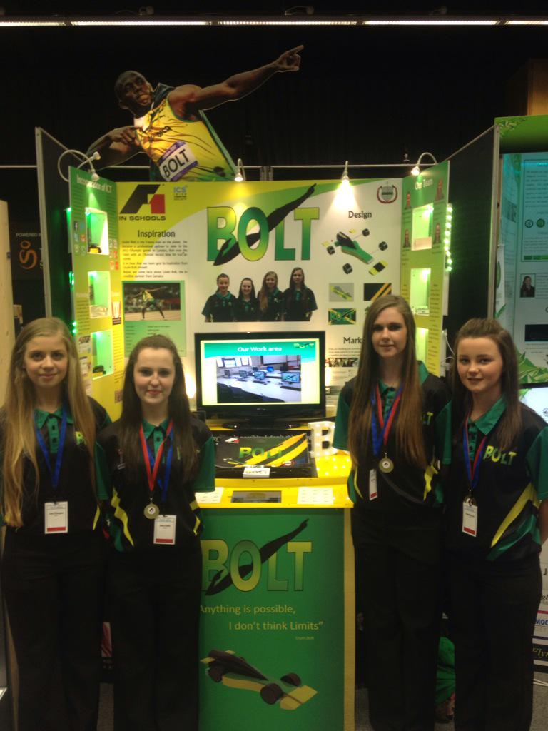 TechWeekIRL's tweet photo. Here is the @usainbolt inspired @F1inSchoolsIRL team at national finals here at #techweekirl http://t.co/3wMCo163YB