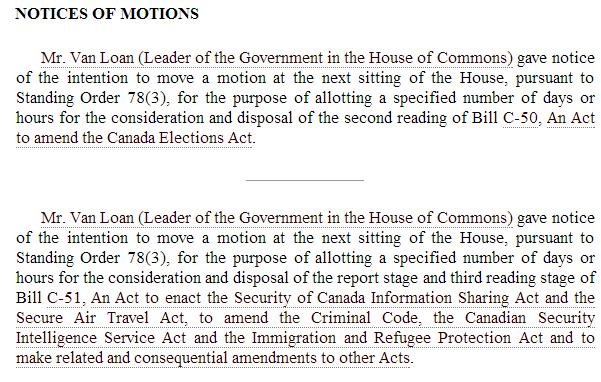 BSOM_NDP's tweet image. #Harper gov move #timeallocation on #SECU&apos;s #C51 Report &amp;amp; 2nd R of #C50. To be debated Wed Apr 29th #elxn42