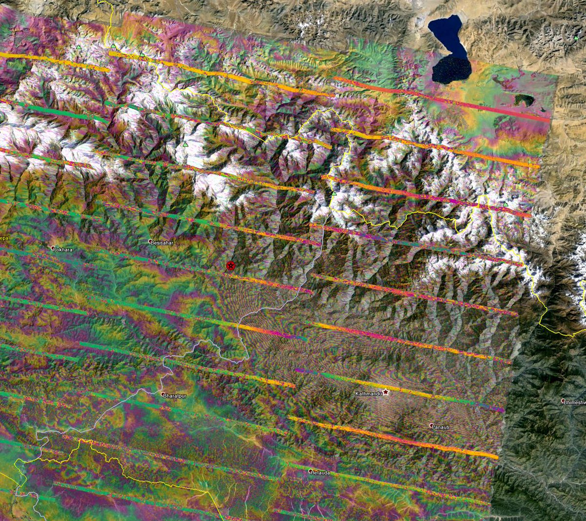 #NepalQuake horizontal motion confirmed by burst overlaps study of epicentric #Sentinel1 ifg - insarap.org