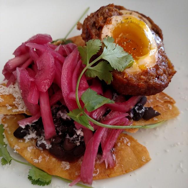 Scotch #eggs #Mexican style with #chorizo at @TiliaMPLS