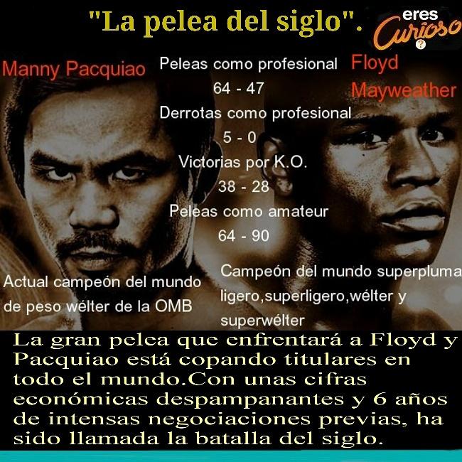EresCurioso's tweet photo. "La pelea del siglo". ¿A quién le vas? 
#MannyPacquiao #FloydMayweather Sábado 2 de Mayo. http://t.co/AOw4GLVMb9