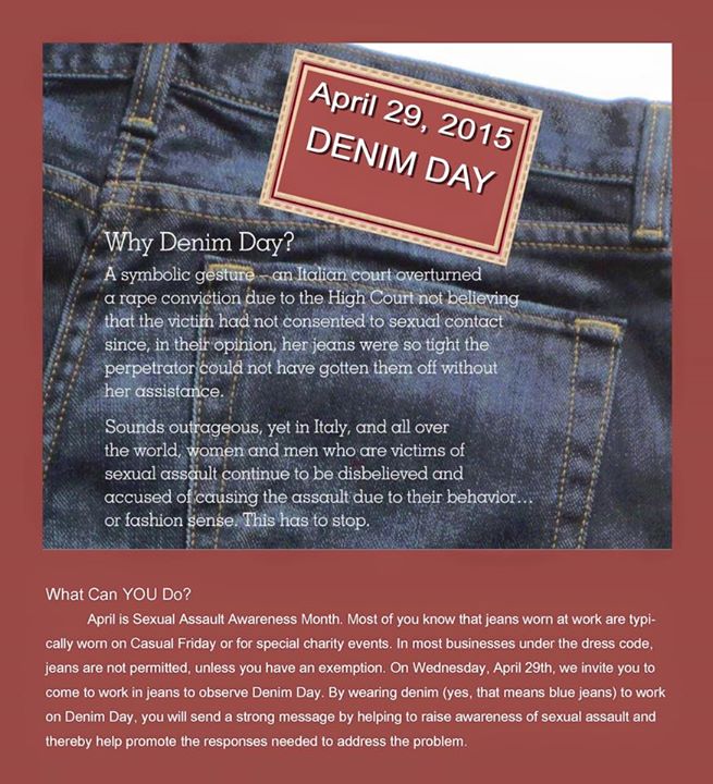 weendviolence's tweet photo. Today is #DenimDay. Show that you #supportsurvivors! #SAAM15 http://t.co/uKF4ch8g8C