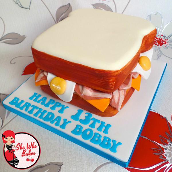 WhitworthsSugar's tweet photo. Congratulations to this month's #BakingBlogOff winner @shewhobakes1. Check out her amazing bacon butty birthday cake! http://t.co/VQqQtFCRK2