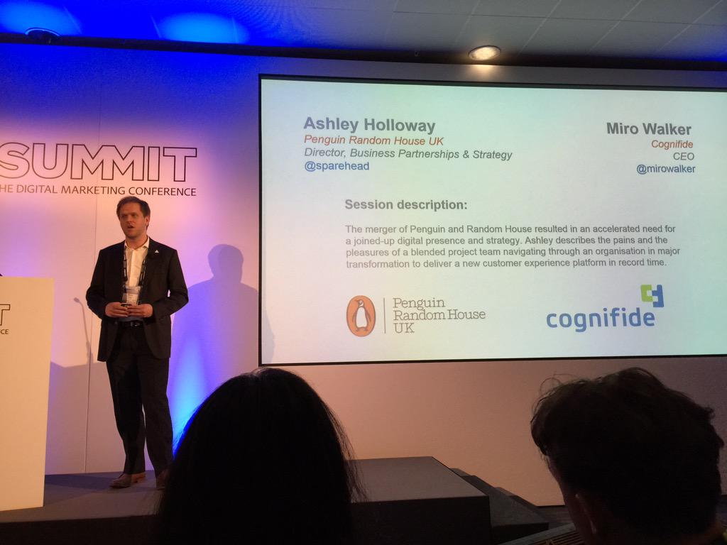 <a href="/mirowalker/">Miro Walker</a> from <a href="/cognifide/">Cognifide</a> at the #adobesummit with penguin random house on digital transformation using @adobemtg