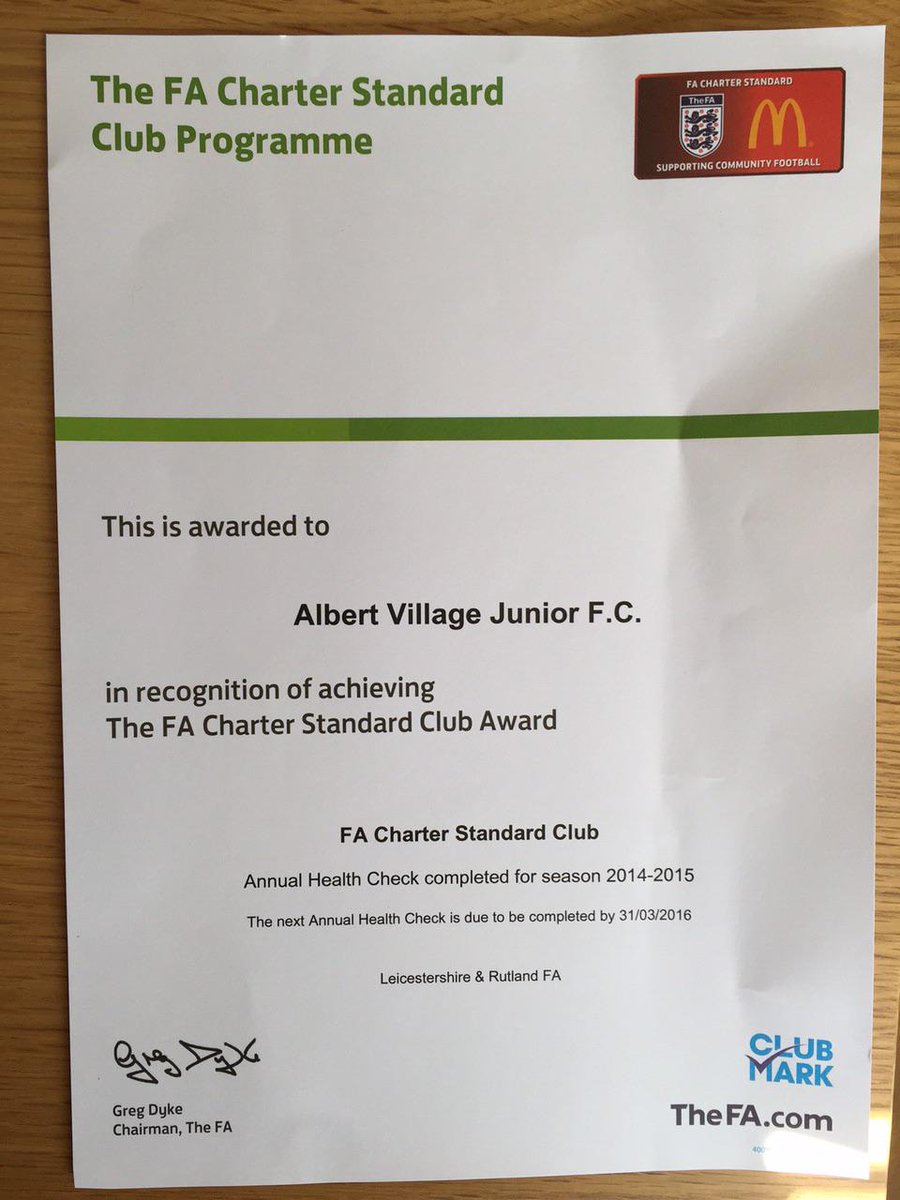 AlbertVillageFC's tweet photo. Fantastic news that we have retained our FA Charter Award for the 2015/16 season https://t.co/3MgYByIuxm http://t.co/Ragb8eCAgG