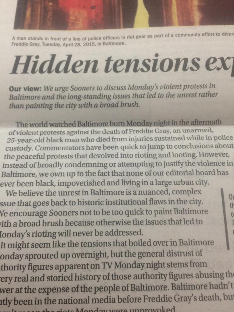 TheOUDaily's tweet photo. Opinion: Don't judge protestors how we judge every single story that we post because that would be unethical. http://t.co/ICntnohuxq