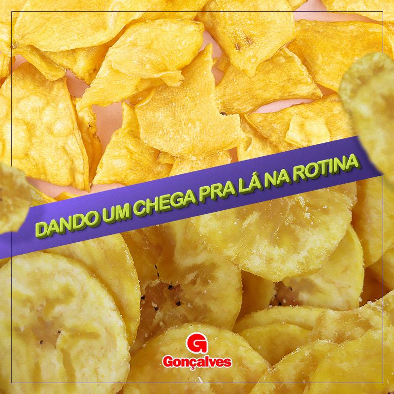 Mandioca e Banana Chips Granalle, marcar exclusiva do SuperGonçalves, sempre que tiver vontade! 😎