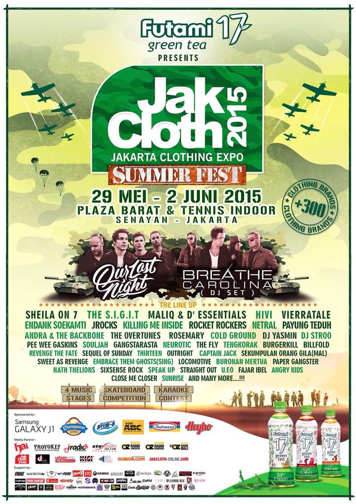 TODAY! <a href="/JakCloth/">JakCloth</a> #summerfest2015 Plaza Barat &amp; Tennis Indoor GBK w/ <a href="/TheOvertunes/">TheOvertunes</a> <a href="/DIVIDEjkt/">TXT DARI DIVIDE</a> <a href="/captainjackband/">Official CaptainJack</a>