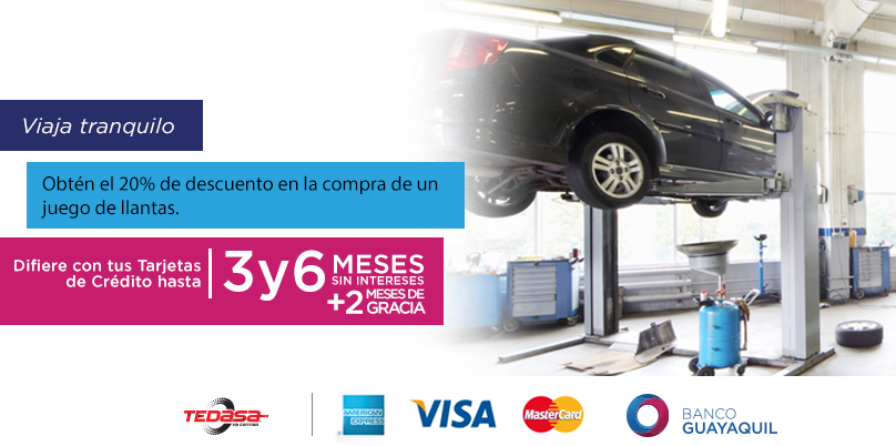 BancoGuayaquil's tweet photo. Antes de viajar por el feriado, visita #Tedasa, ellos te dejarán tu auto como nuevo. http://t.co/JT7cGYLYea http://t.co/sWWKJvYzYz