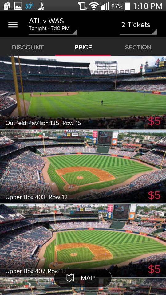 GametimeAtlanta's tweet photo. 6 hours before first pitch at #TurnerField. When Stubhub stops, Gametime keeps going. #5dollartickets #braves http://t.co/JPjQjunTvj