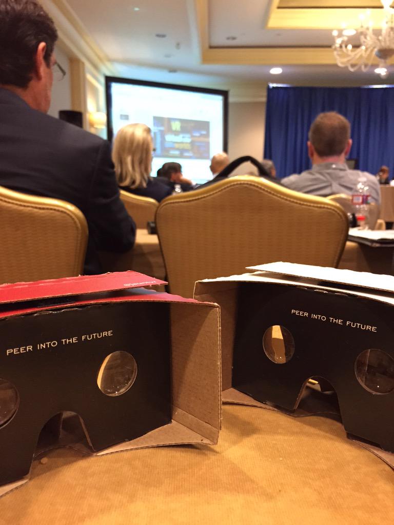 iamcraigdalton's tweet photo. Looking to honor the history of #VR, but more excited to 'Peer into the Future' #DigitalHollywood #smartphonevr http://t.co/SbSpj4hA9e