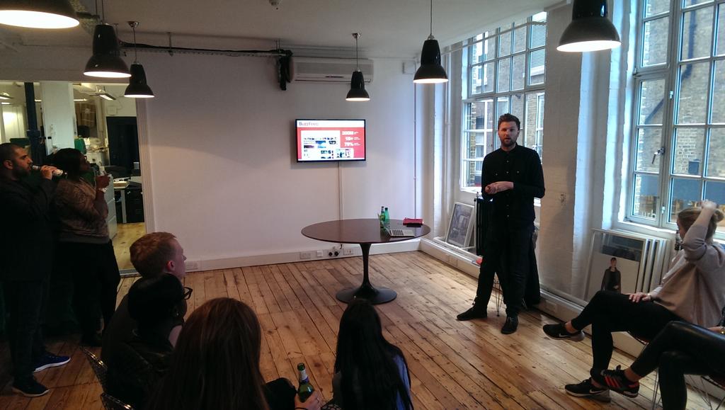 JackJackHoward's tweet photo. @BuzzFeedUK are in the house! 1Billion monthly views. Big dogs. @ThisIsMission #MissionLabs http://t.co/bE5kCGjXgP