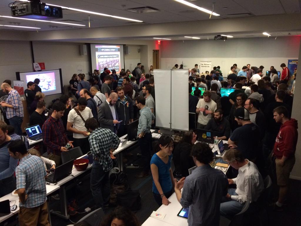 Playcrafting's tweet photo. Look at the crowd! #indiegames in full effect! #PCSpringExpo #gamedev http://t.co/Evpdhm29aR