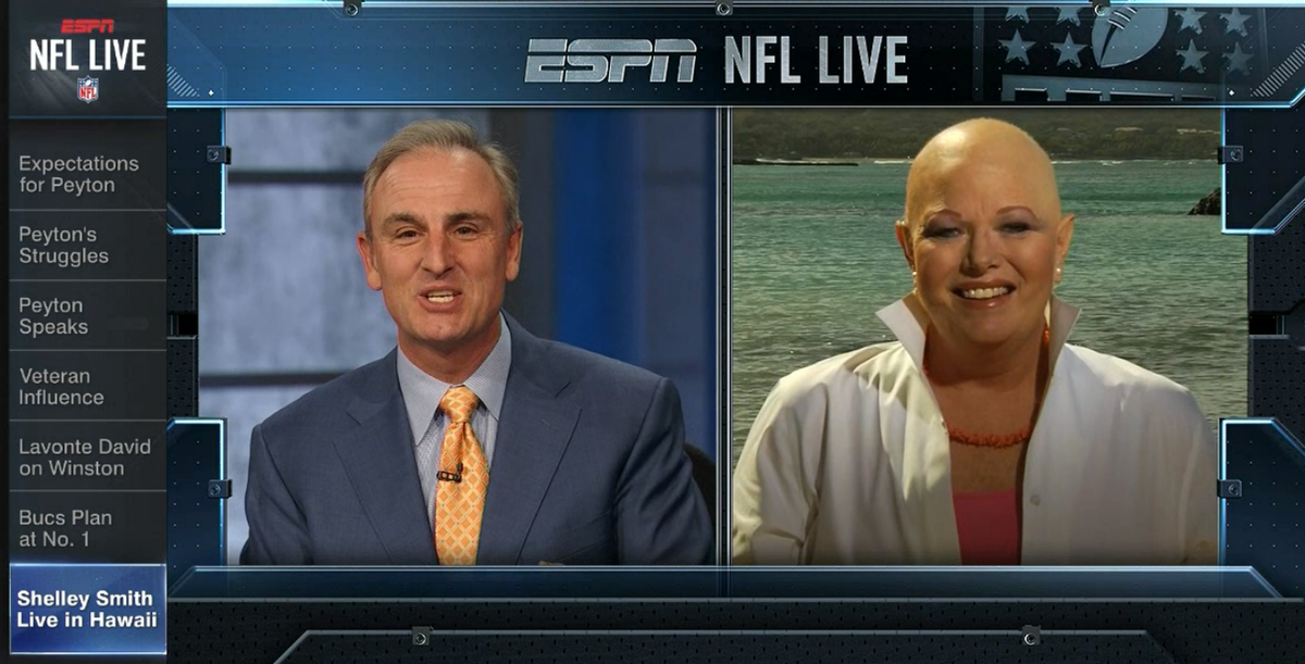 ESPNNFL's tweet photo. Welcome back @ShelleyESPN!

Reporting from Hawaii covering QB Marcus Mariota.  

#ShelleyStrong http://t.co/CpIGqumFp5