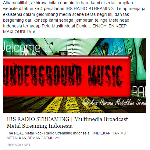 All Great thanx from us for IRS Holic &amp; anyone that always support us. Welcome to >> irsradio.net  \m/