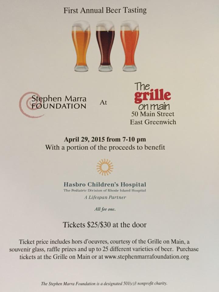 TheGrilleonMain's tweet photo. Tonight! Join us for our #beertasting charity with proceeds going to hasbro children's hospital. http://t.co/IK7VPPO5bv