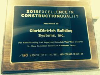 CLARKDIETRICH's tweet photo. What a way to start #INTEX15! ClarkDietrich is a proud recipient of the AWCI Excellence in Construction Quality Award http://t.co/f3MdeyZrYw