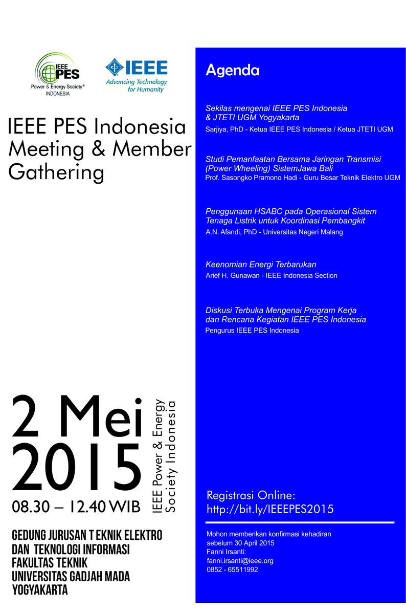Hai, tertarik di bidang Energi? yuk Sabtu ini join di acara ini! langsung daftar di bit.ly/IEEEPES2015 see you!