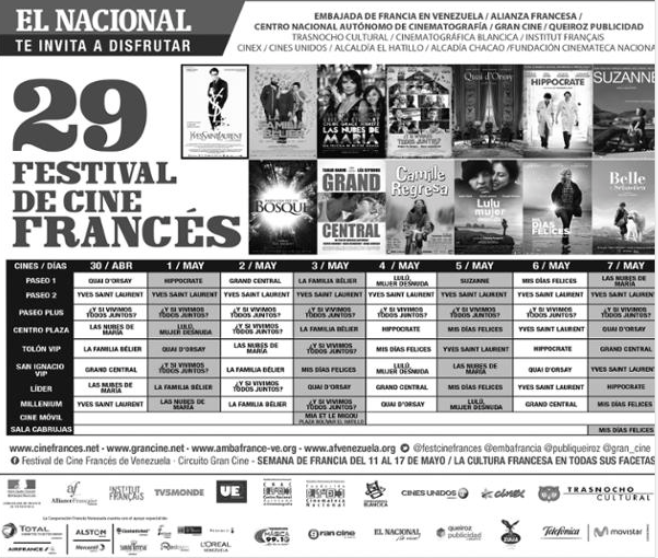 Les compartimos la programación del Festival de Cine Francés. A partir de mañana en cines