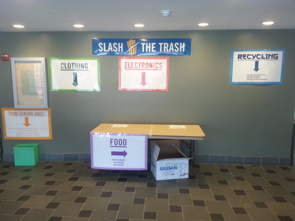 BabsonEcoRep's tweet photo. Make sure to donate unwanted item to #SlashTheTrash in your res halls! #Babson http://t.co/JDHSlIAzqU