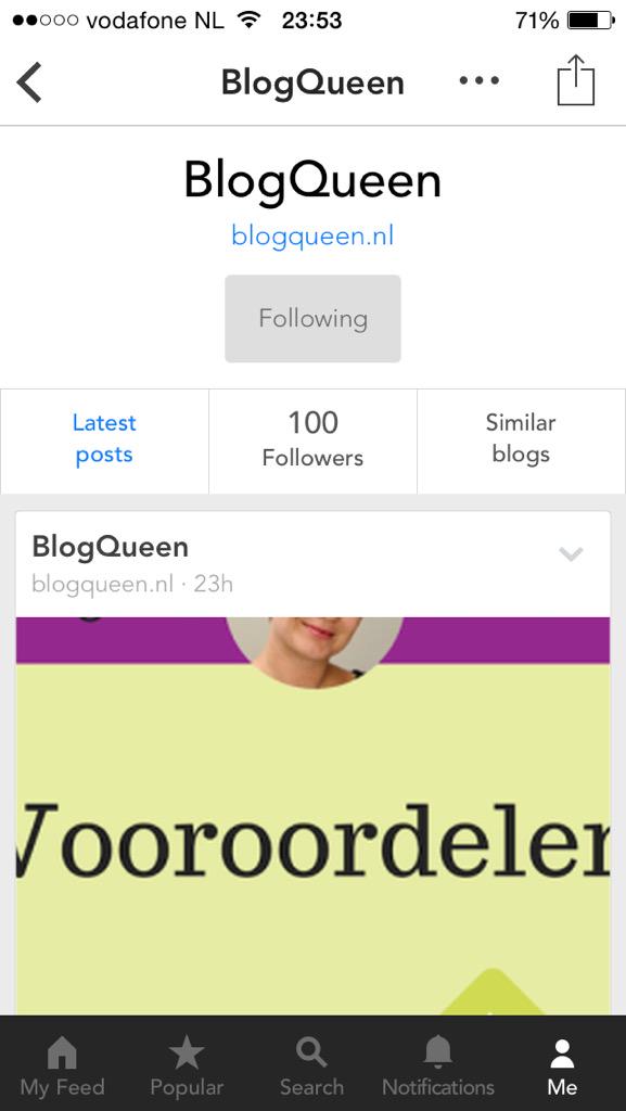 Blij: 100 volgers op BlogLovin'
