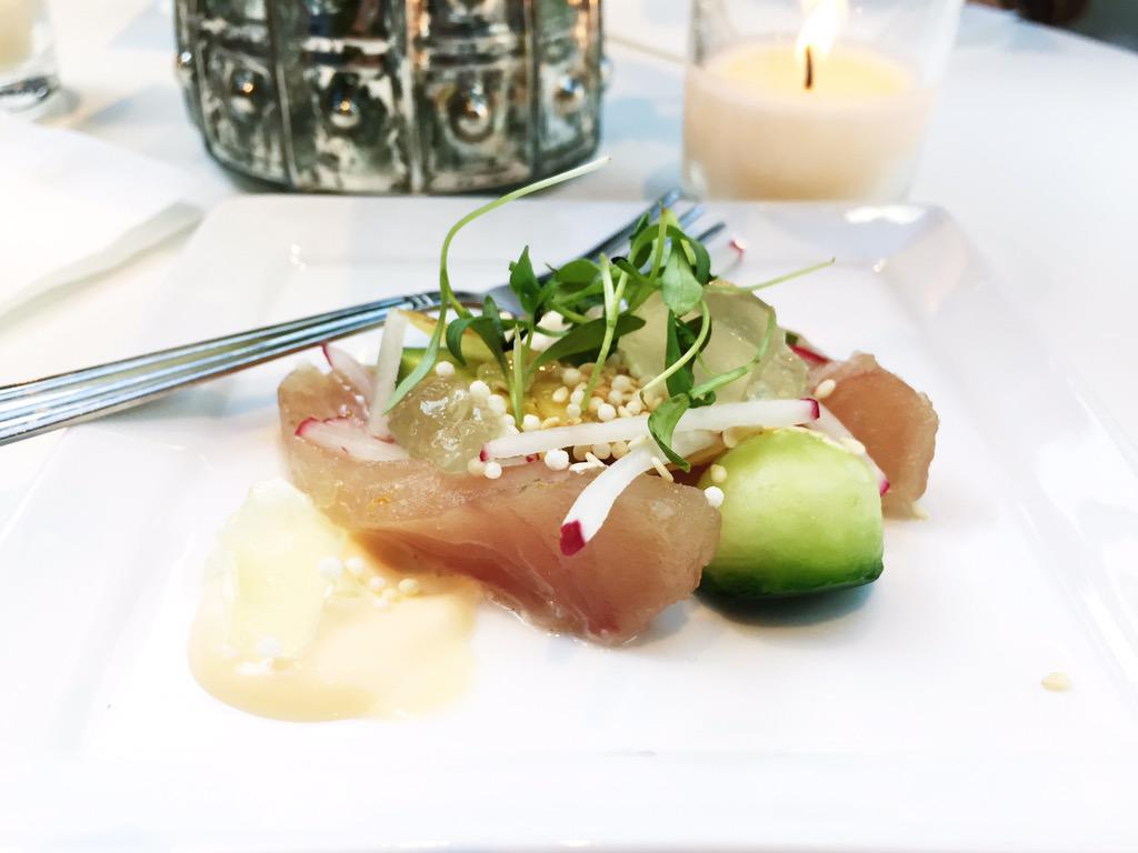 alexanderkenton's tweet photo. Citrus cured albacore tuna at the #ApertureRoom @OB_Events. Delish! http://t.co/nZoDlTvNpp