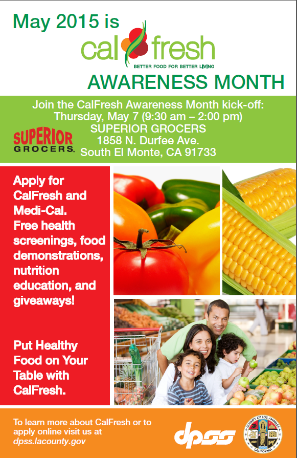 211LACounty's tweet photo. Join @211LACounty and @DPSS_CalFresh @ the CalFresh Kickoff Event on May 7! Receive FREE health screenings &amp; more! http://t.co/S2YfkybvhS