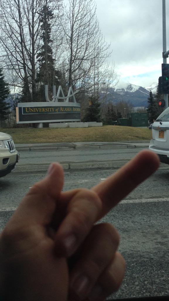 sboyd907's tweet photo. Took my last final this semester, walked off campus like FUCK THIS SHIT #UAAmazing http://t.co/Qbpsxg6cMG