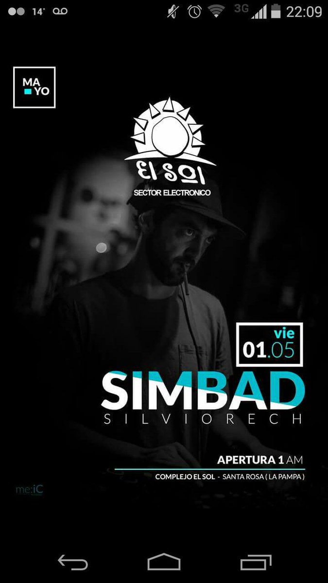 FerDiaz_88's tweet photo. Viernes 1! #ElectroSounds #Simbad #Crack @ElSolOficial http://t.co/lW738wyNj1