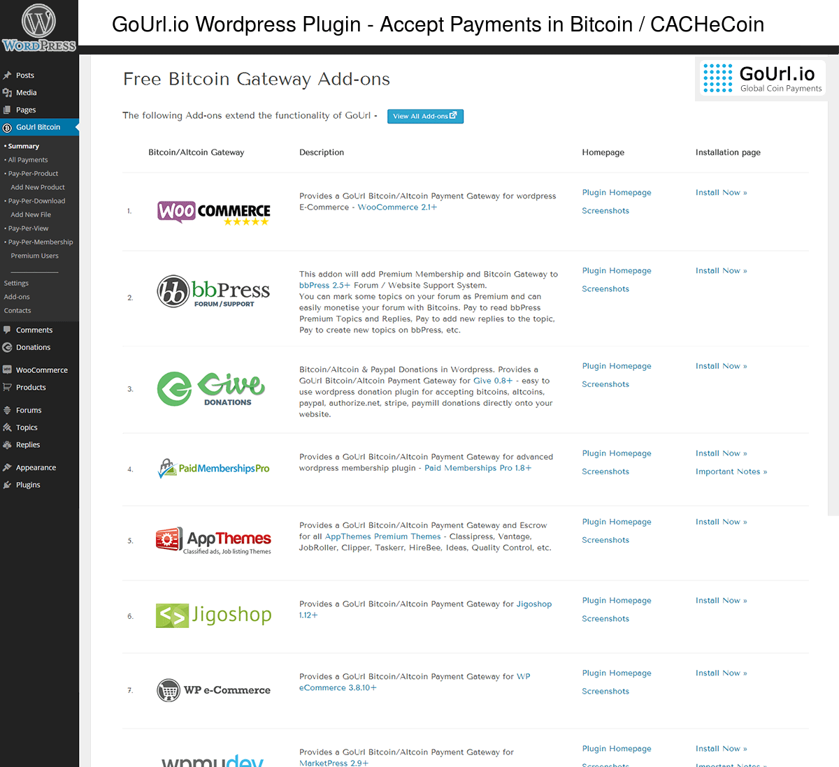 CryptocoinAPI's tweet image. Use #Bitcoin #CACHeCoin #CACH payments in #Wordpress #Crypto plugins. $CACH Try Now - gourl.io/wordpress-plug…