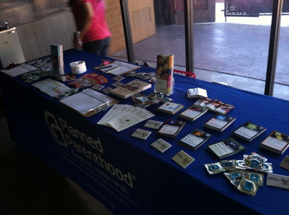 PPArizona's tweet photo. Set up to share info with attendees at @sleater_kinney show tonight. Come by and say, Hi! #riot4repro http://t.co/u3KQwDY2Wo