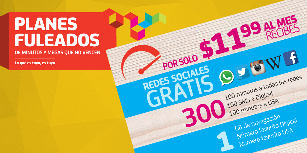 Digicel_elSV's tweet photo. "¡Pásate ya a Digicel! Y disfruta de tu Plan Fuleado que lo trae todo por solo $11.99: http://t.co/0MTZnvXWLo http://t.co/JyPXwlQ8lw"