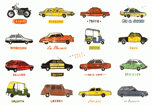 Behance's tweet photo. Taxis of the world: http://t.co/D9kPbDPlLE http://t.co/CBB0SxbSlX