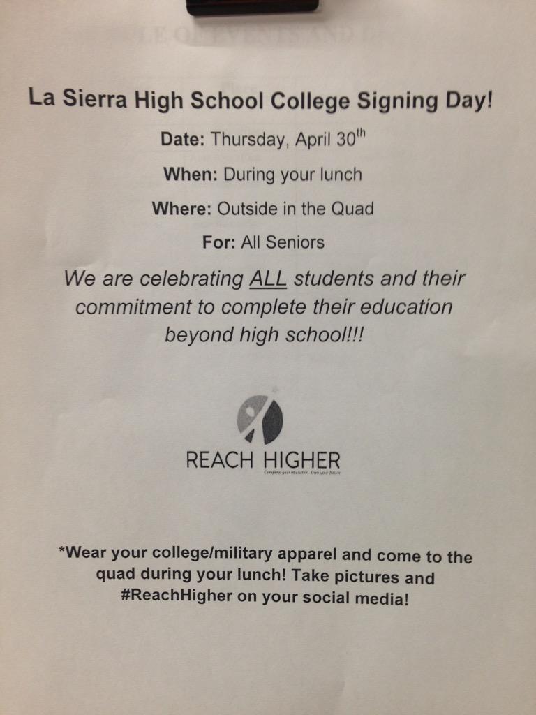 LSHSCounselors's tweet photo. Tomorrow is college/military apparel day! #ReachHigher http://t.co/n511jlDlH9