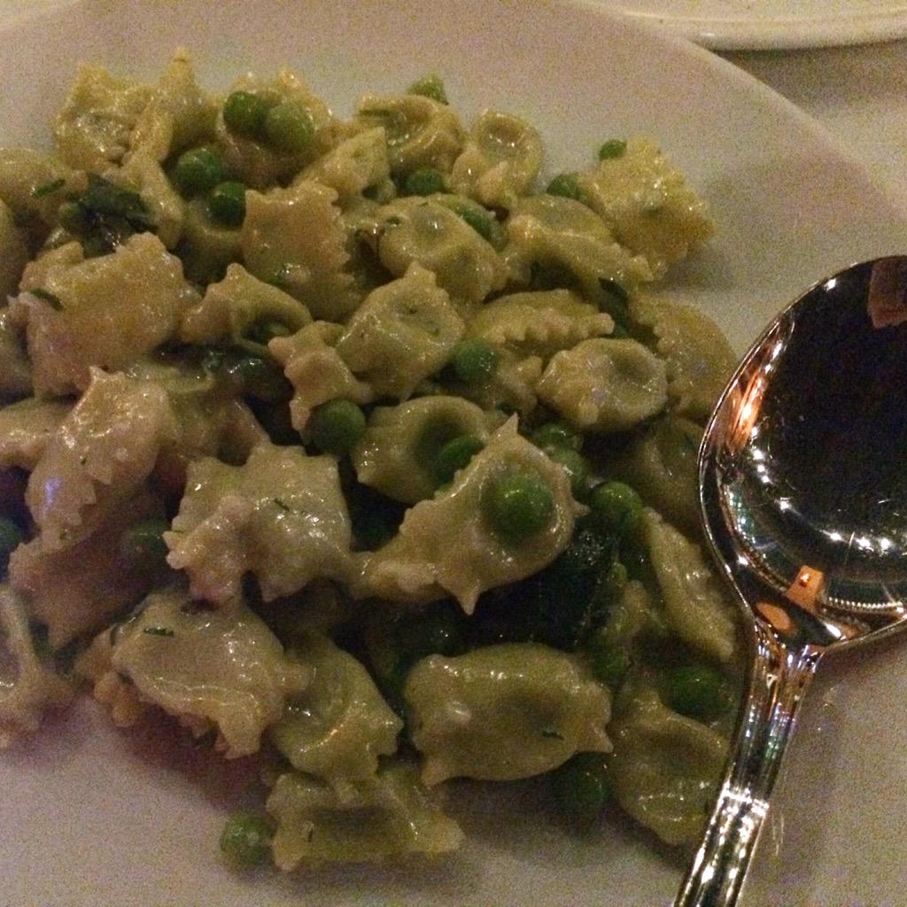Yaimani's tweet image. Putting this spoon to work! 😋. Sweet Pea Agnolotti from @BabboBoston