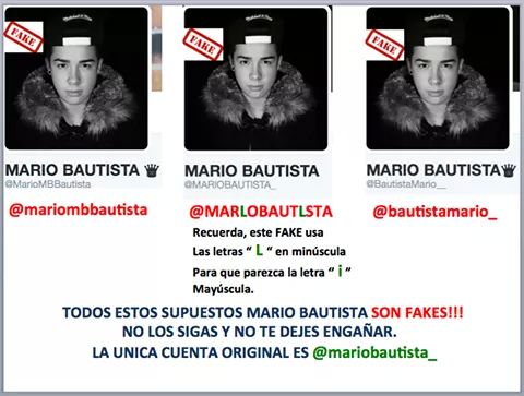 _heyimpao's tweet image. NO SE DEJEN ENGAÑAR EL UNICO TWITTER DE MARIO ES @mariobautista_ 
AYUDEMOS A REPORTAR  FAKES
RT @jerryelprimobau