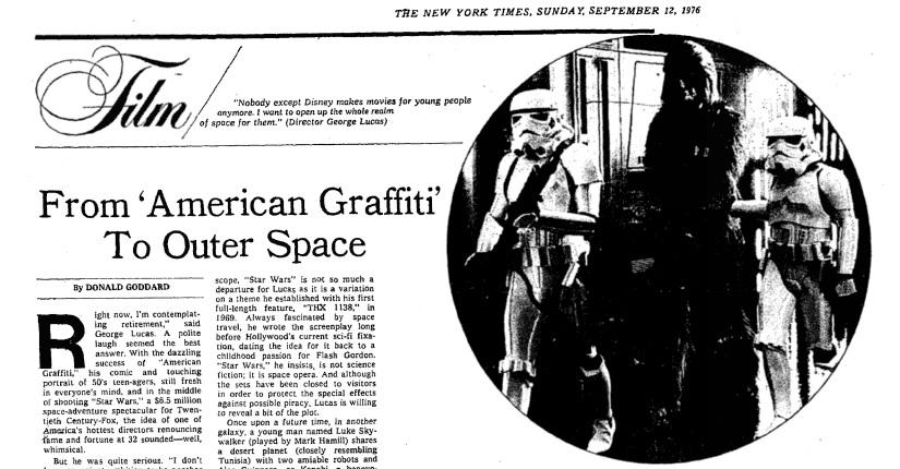 Happy Birthday, George Lucas! In 1976, NYT talked to him about the making of Star Wars.  