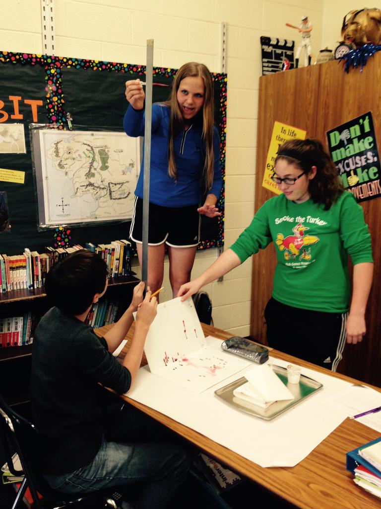 GiftedisGreat's tweet photo. 6th period GATE8 learns about the angles of blood spatter too!
#GATErocks #bloodFUN
@TimberstoneJHS
@BradRieger http://t.co/oe7dhRMIWS