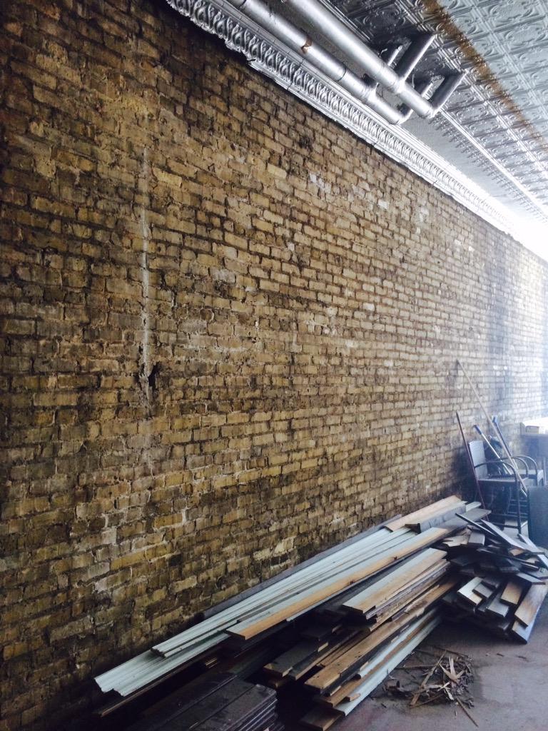 EasyTygerMKE's tweet photo. Look what we found behind the drywall! #easytyger is shaping up to be a beautiful restaurant! http://t.co/UFZzdLsrfW