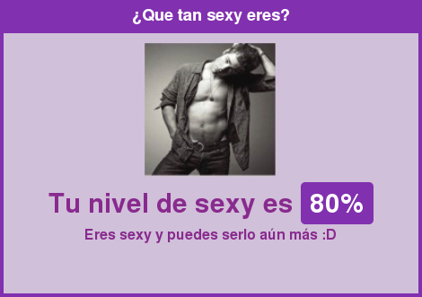 agushenderson19's tweet photo. 80% Sexy - Eres sexy y puedes serlo a&amp;uacute;n m&amp;aacute;s :D --> Realiza tu test en: http://t.co/l0PovICUDa http://t.co/fMd9oZsa8L